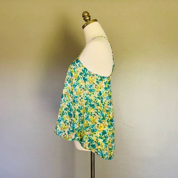 Camisole Green Yellow Flowers Small Racer Back Pullover - Picture 5 of 7